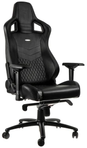 noblechairs EPIC z naturalnej skóry – czarny fotel gamingowy i biurowy z czarnym obszyciem