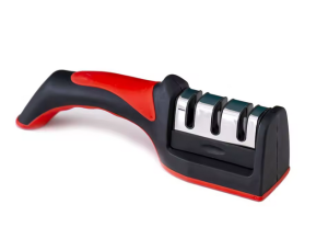 Ostrzałka 3-segmentowa do noży 22 cm – trójfunkcyjna czerwona