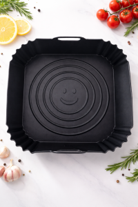 Silikonowa forma wkład taca do frytkownicy Air Fryer 22 cm czarna wielokrotnego użytku