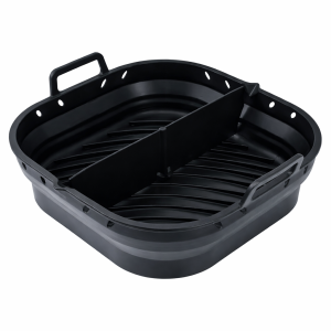 Kwadratowa silikonowa forma wkład do frytkownicy z przegrodą air fryer wielokrotnego użytku czarna