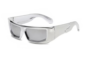 Okulary Przeciwsłoneczne Y2K Futurystyczne – Sportowe UV Unisex Srebrne