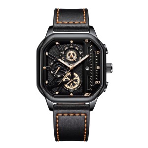 Zegarek Męski Kwarcowy 42mm – Elegancki Zegarek z Paskiem PU Czarny