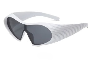 Okulary Przeciwsłoneczne Alien Y2K 7751 – Futurystyczne Gogle UV Unisex Białe