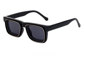 Okulary przeciwsłoneczne Super Vision prostokątne UV400 Black Gold Grey unisex