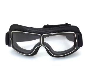Okulary motocyklowe retro wiatroodporne z regulowanym paskiem – gogle ochronne Przezroczyste