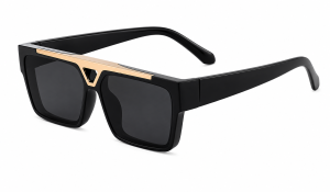 Męskie Okulary Przeciwsłoneczne Polaryzacyjne Kwadratowe UV400 Steampunk Gold Gray