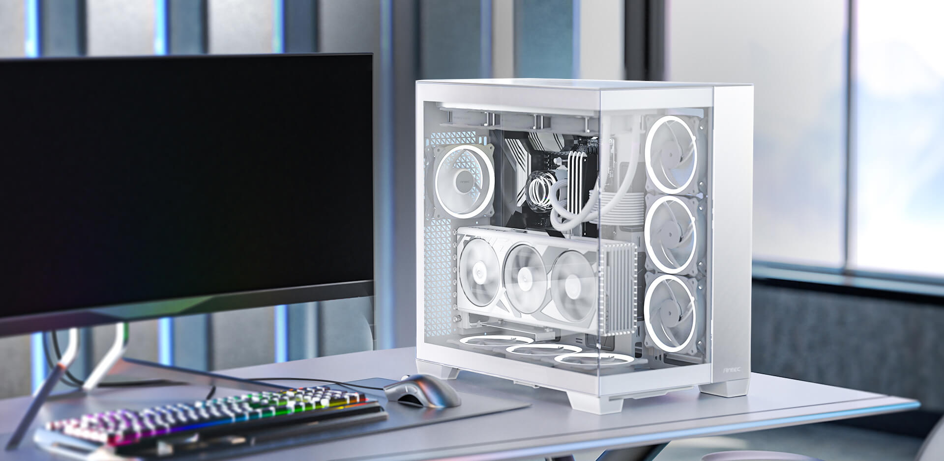 C8 Aluminum White Full-View PC Case
