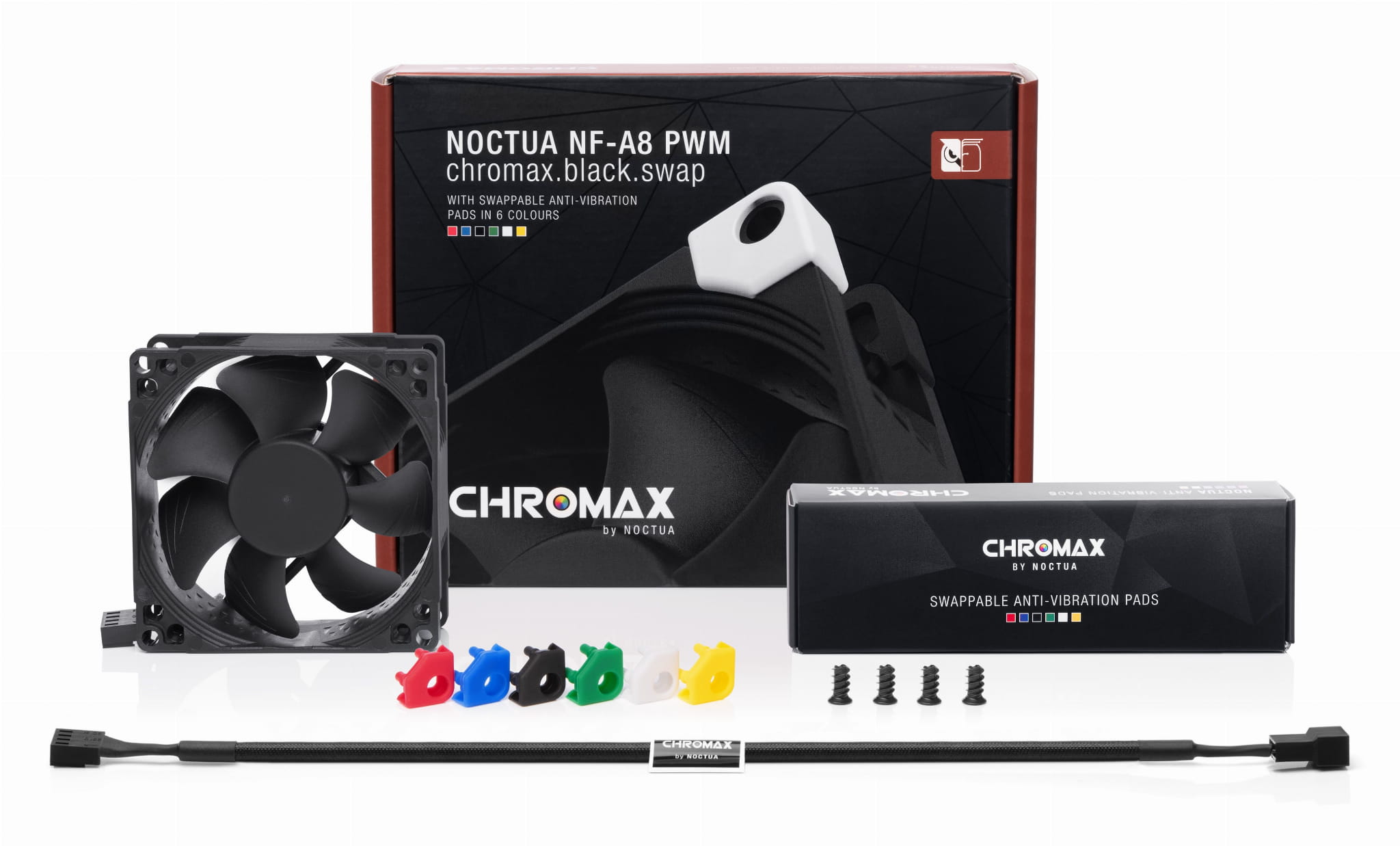 Noctua NF-A8 chromax zawartość zestawu