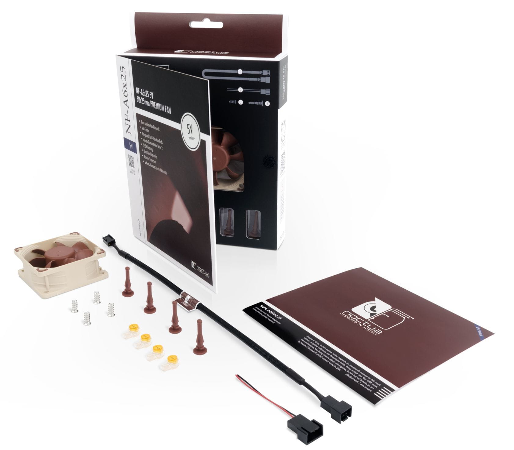 Noctua NF-A6x25 5V akcesoria i detale