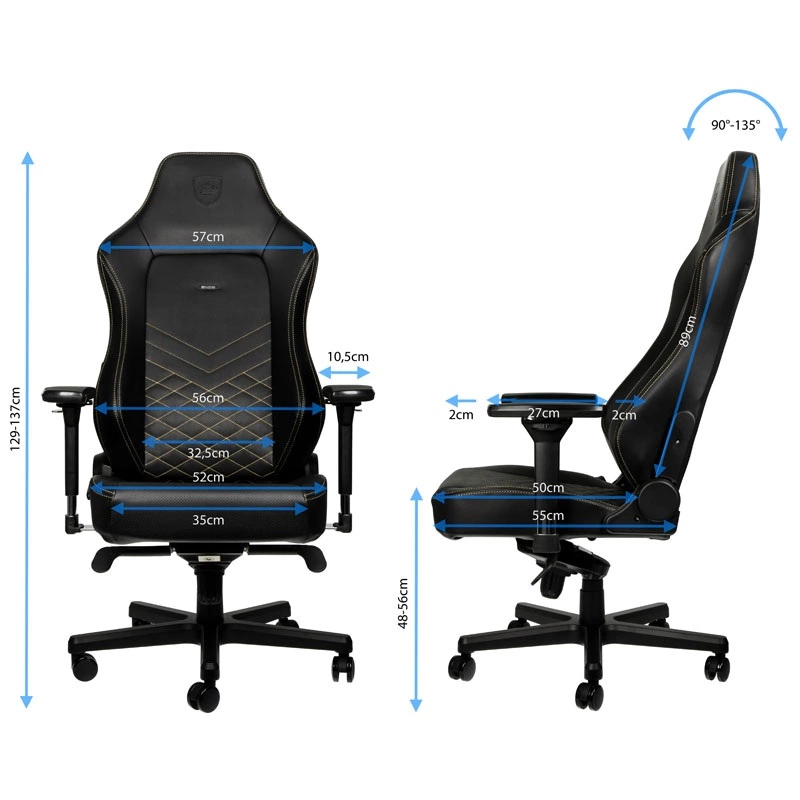 noblechairs HERO czarny ze złotym obszyciem główny obraz