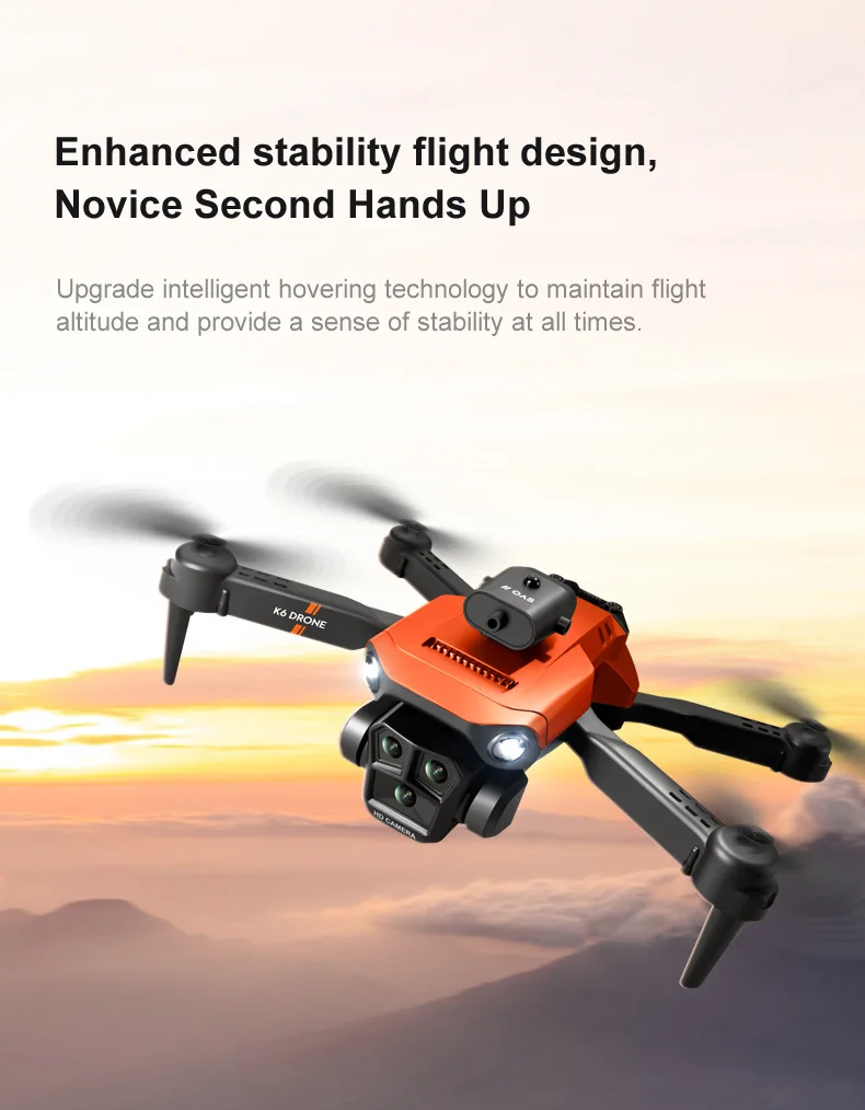 K6 Max Drone 8K pomarańczowy