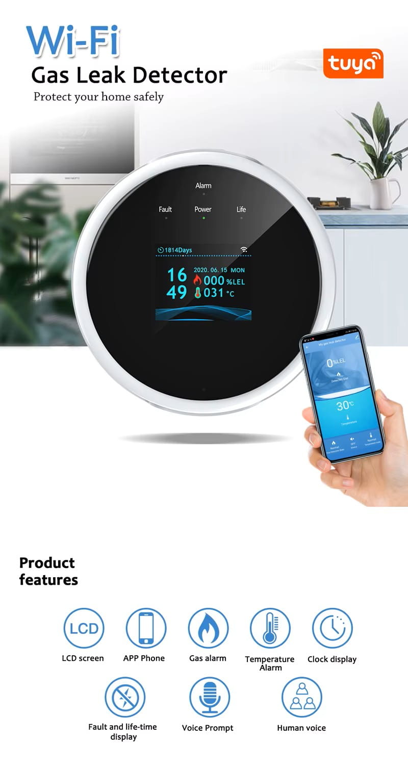Tuya WiFi czujnik gazu Smart Life