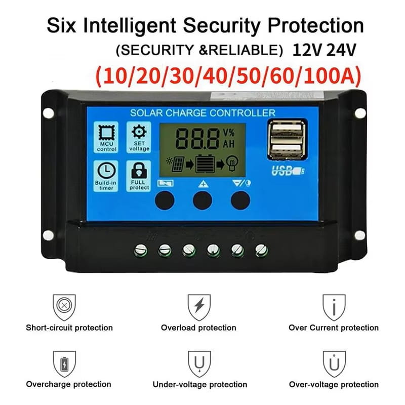 Porty USB w regulatorze ładowania