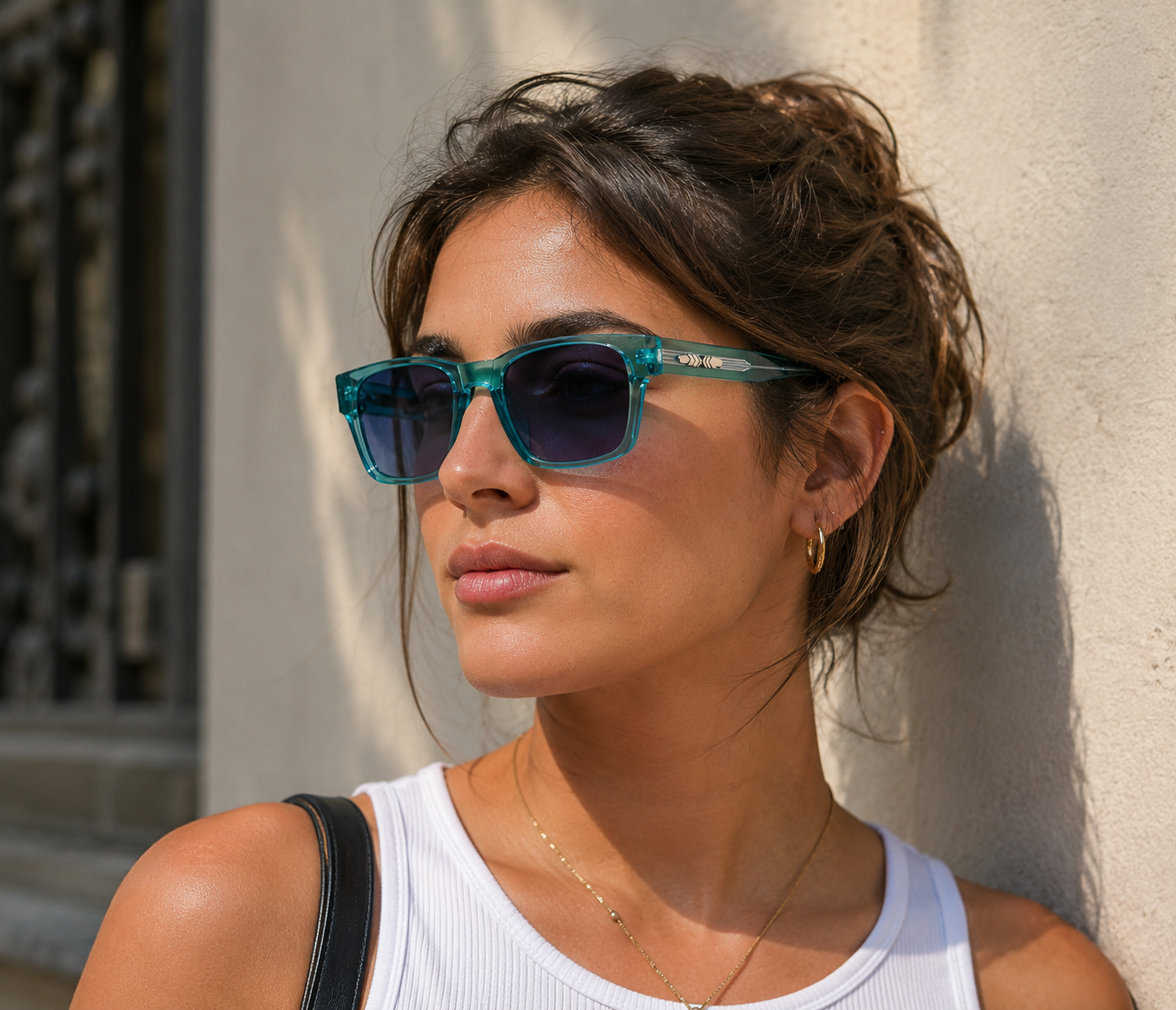 Niebieskie kwadratowe okulary przeciwsłoneczne unisex