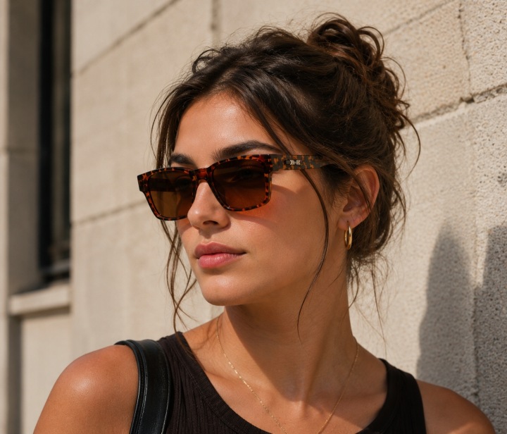 Zielone kwadratowe okulary przeciwsłoneczne unisex
