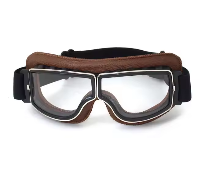 Okulary motocyklowe retro - czarne