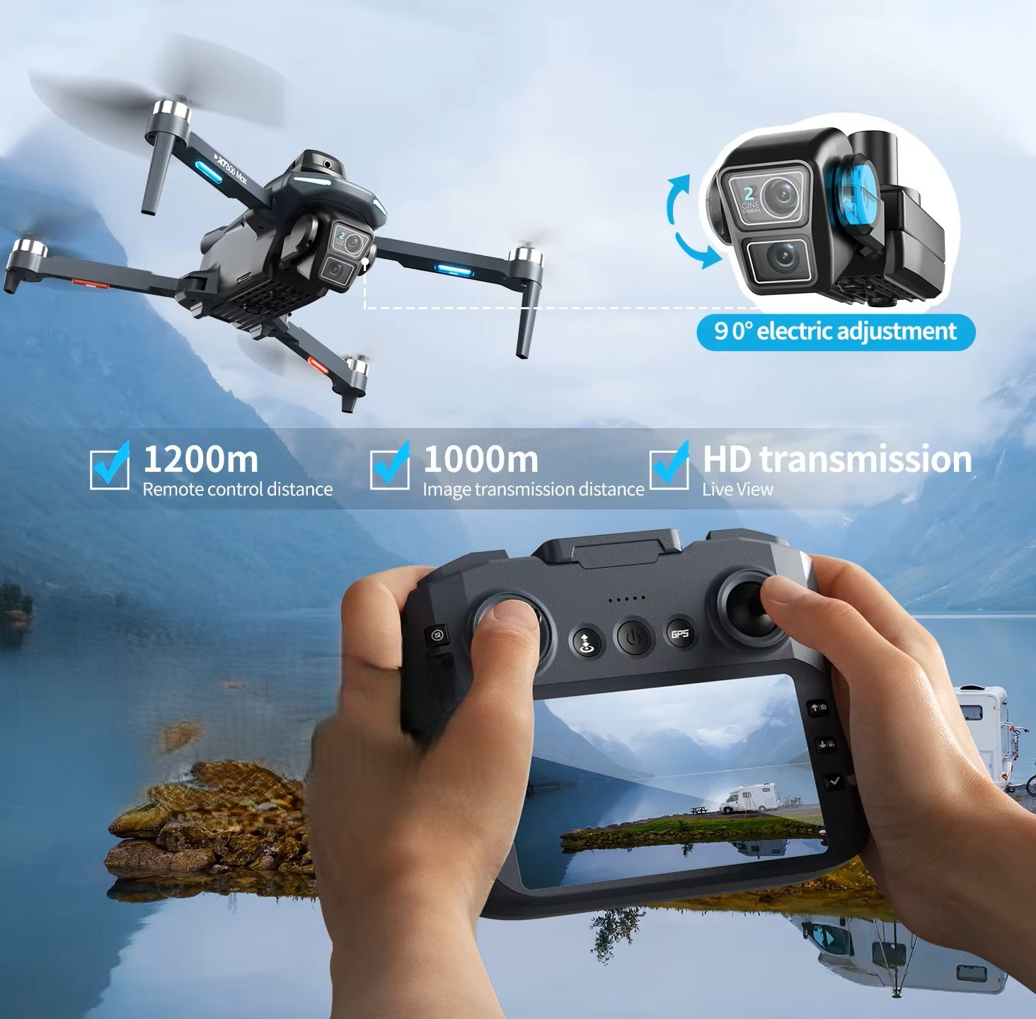 Dron GPS z inteligentnymi funkcjami lotu